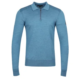 Belstaff Kirk Zip Polo Knitwear in Legion Blue