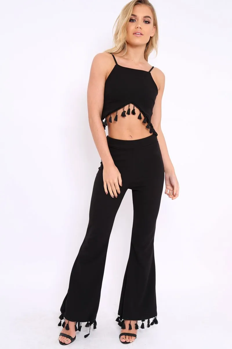 Black Tassel Hem Co-ord Set - Kaylyn