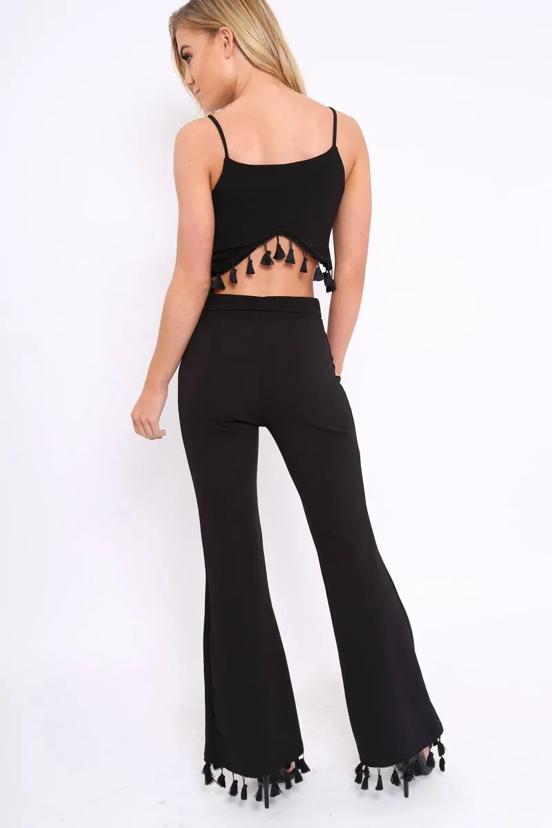 Black Tassel Hem Co-ord Set - Kaylyn