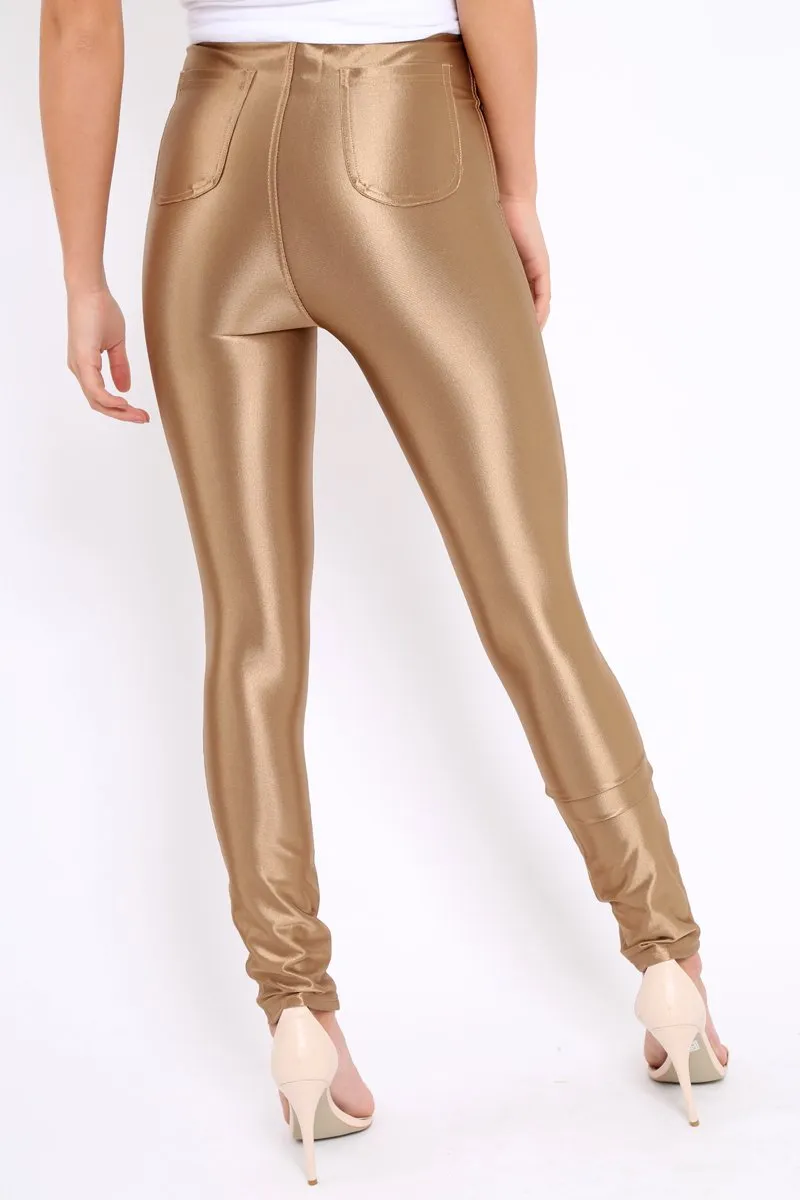 Bronze High Waisted Disco Pants - Deena