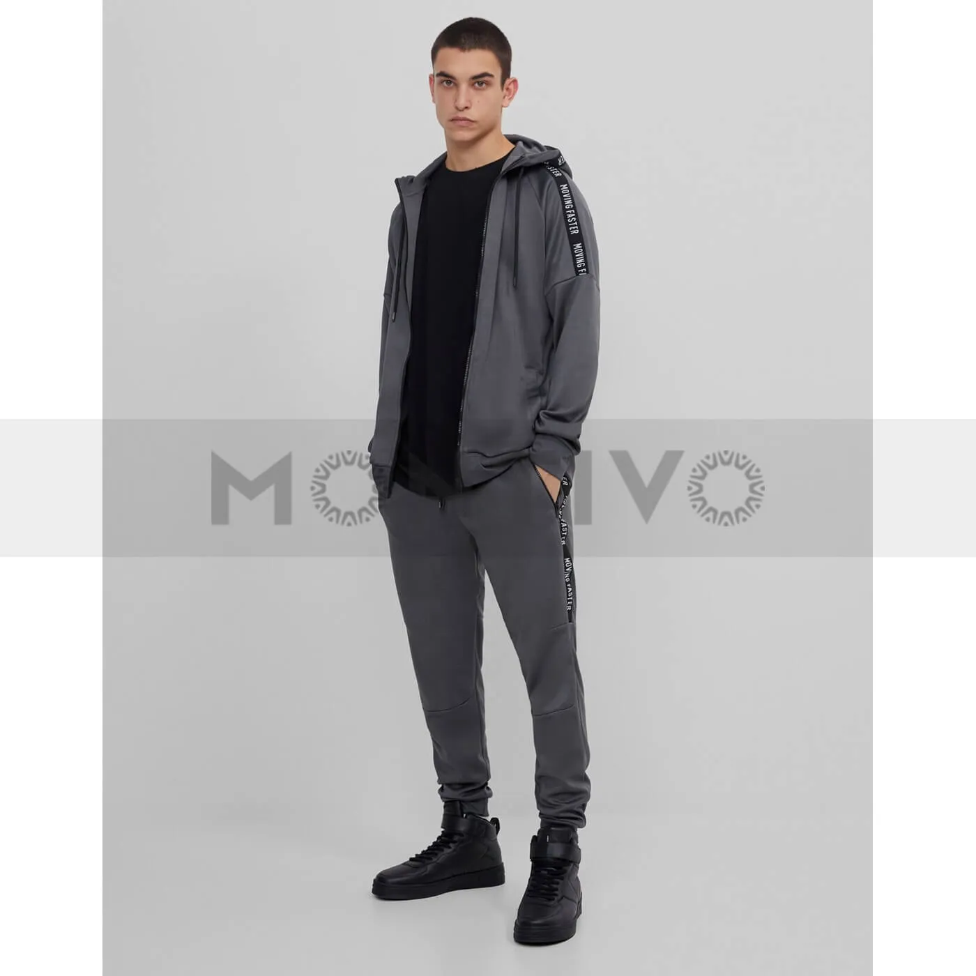 Bsk Grey jogging trousers with side stripe