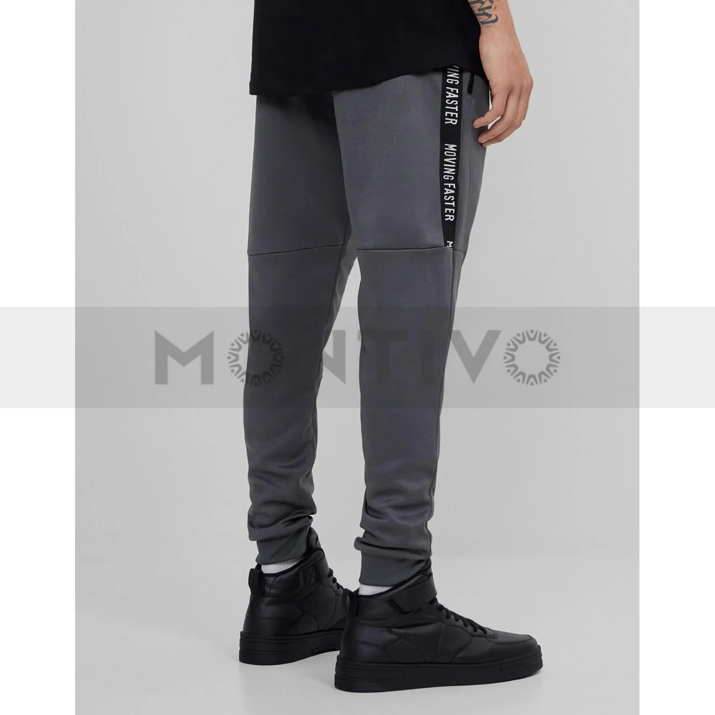 Bsk Grey jogging trousers with side stripe