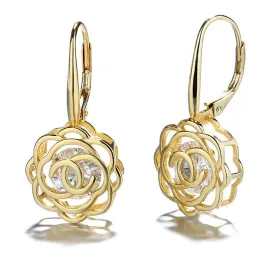 Caged Swarovski Crystal Rose Lever Back Earrings