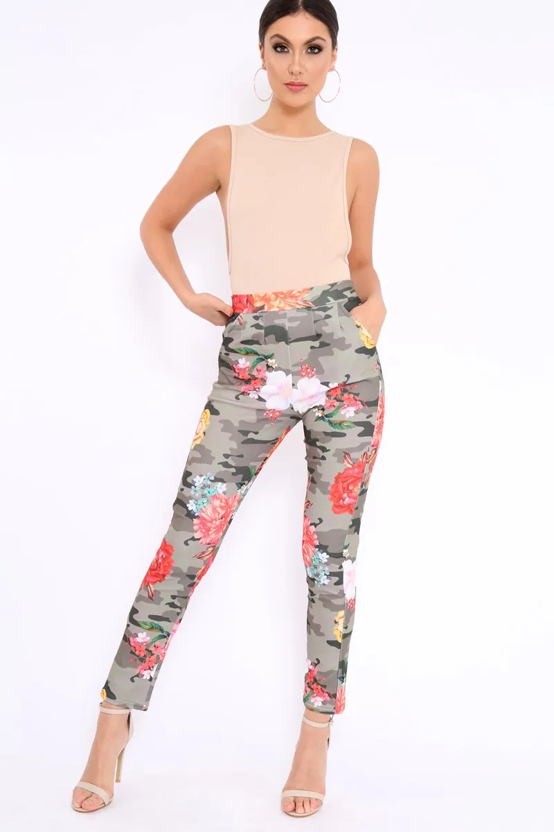 Camo Floral Tapered Trousers - Jasmyn