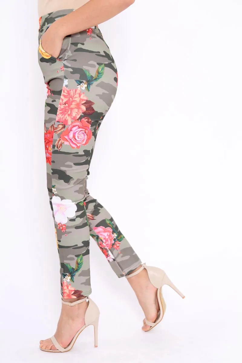 Camo Floral Tapered Trousers - Jasmyn