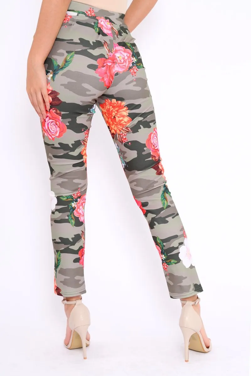 Camo Floral Tapered Trousers - Jasmyn