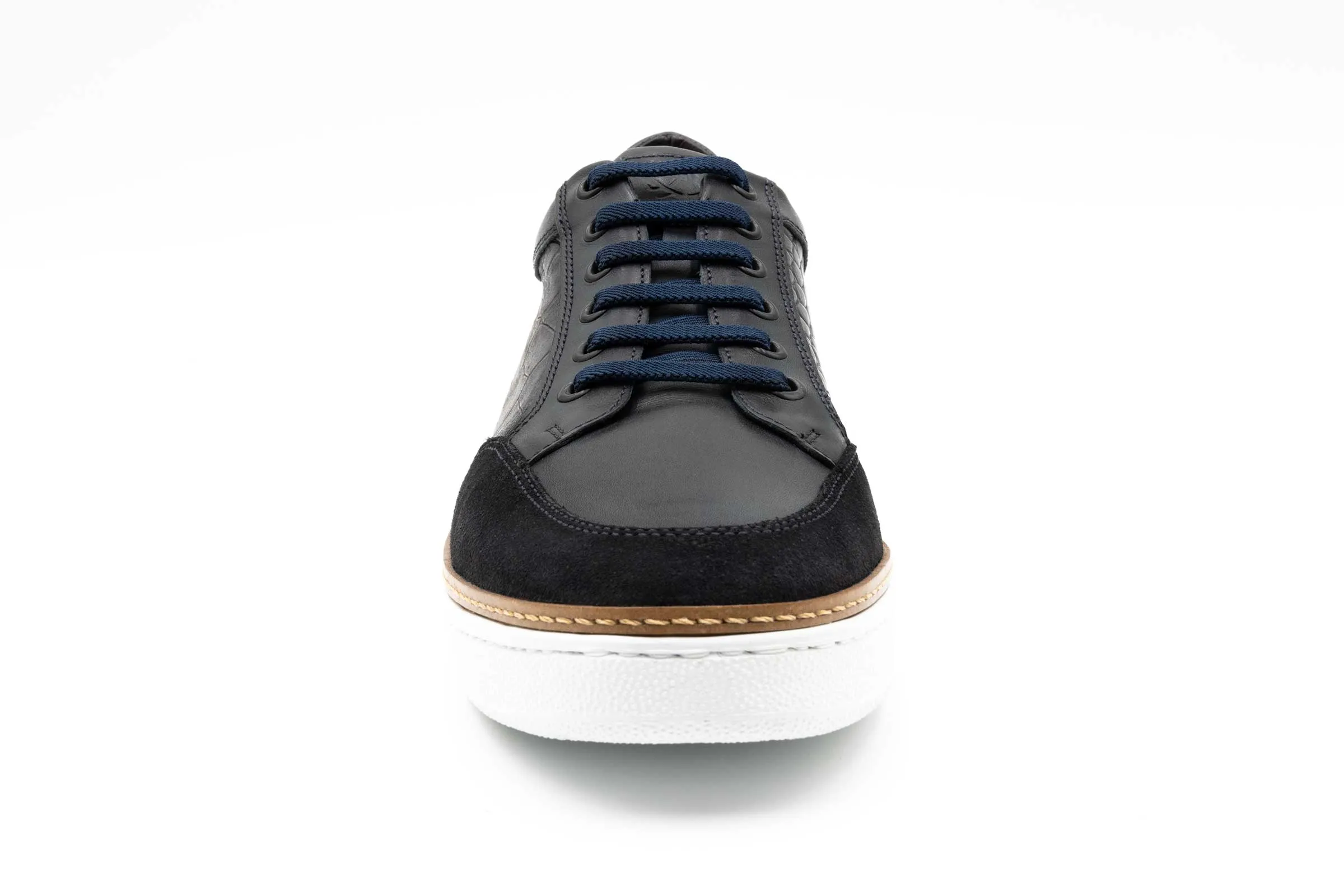 Carson Alligator Grain Sneakers - Midnight