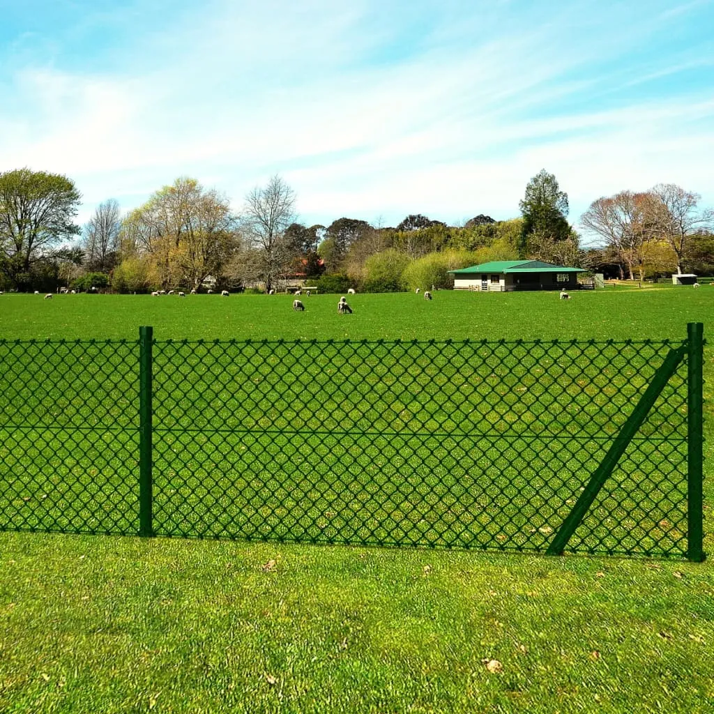 Chain Link Fence with Posts Spike Steel 0,8x25 m