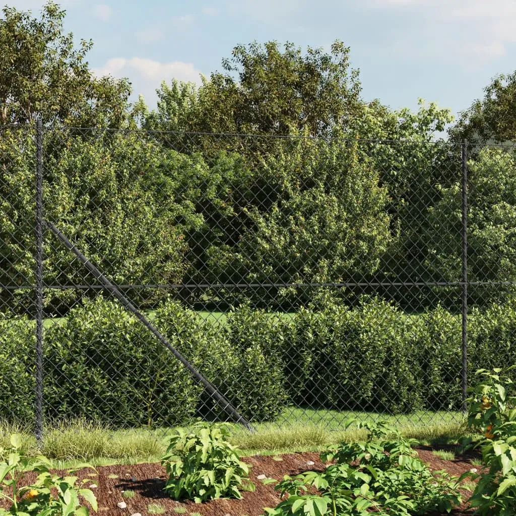 Chain Link Fence with Spike Anchors Anthracite 1.6x10 m