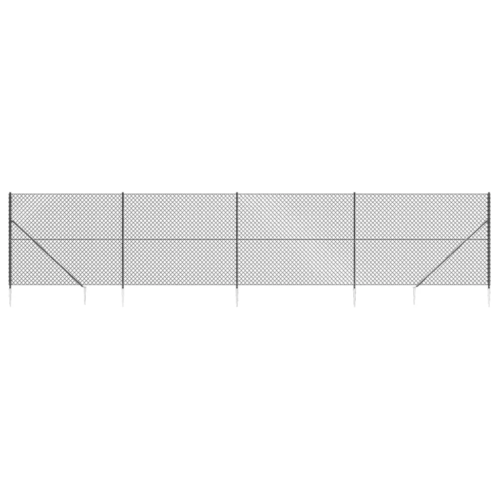 Chain Link Fence with Spike Anchors Anthracite 1.6x10 m