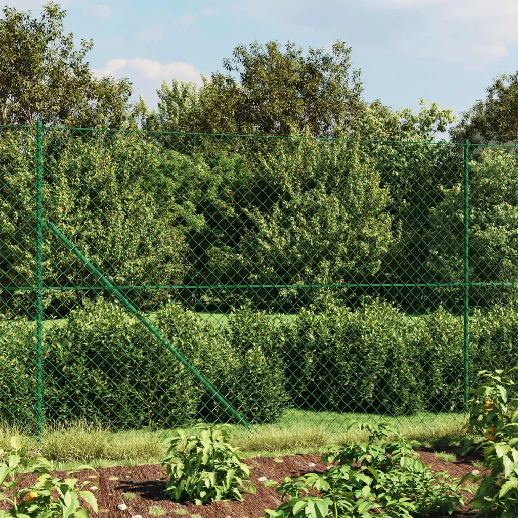 Chain Link Fence with Spike Anchors Green 2x10 m