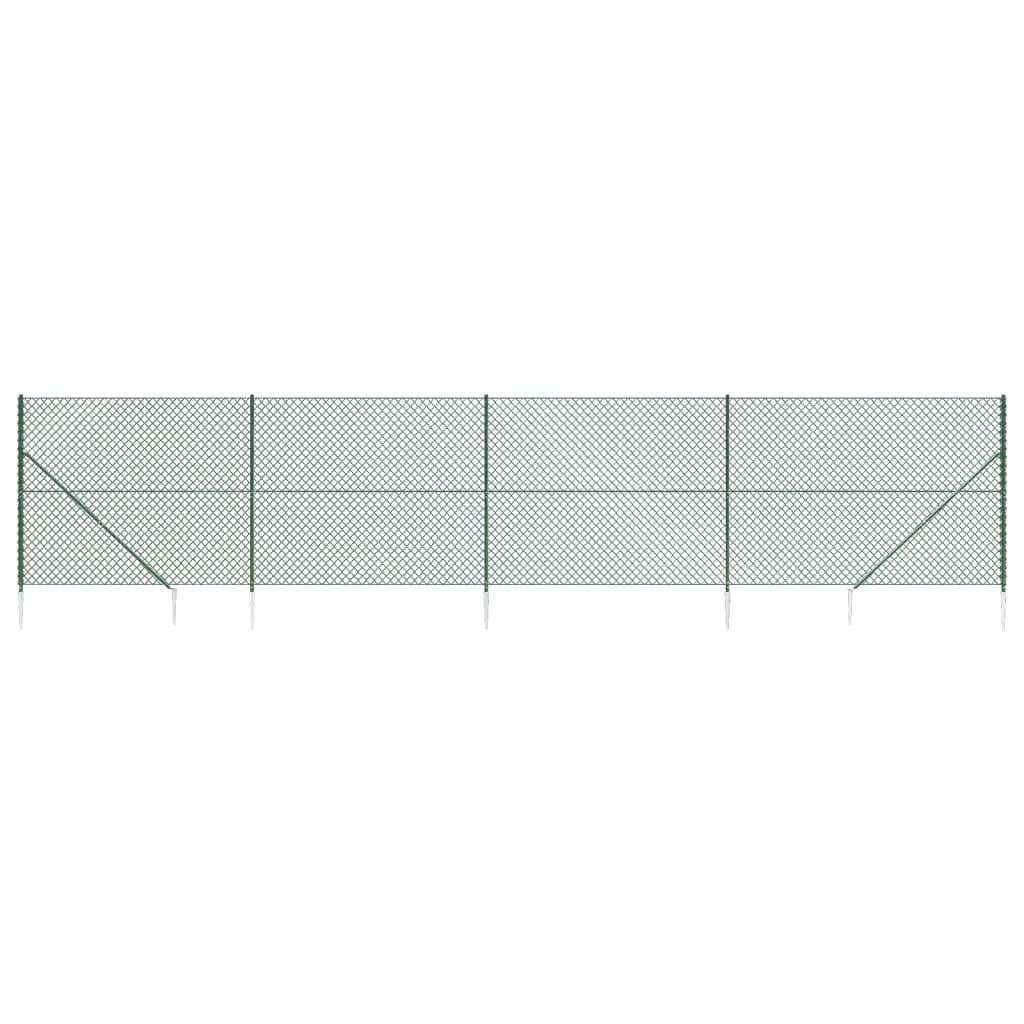 Chain Link Fence with Spike Anchors Green 2x10 m