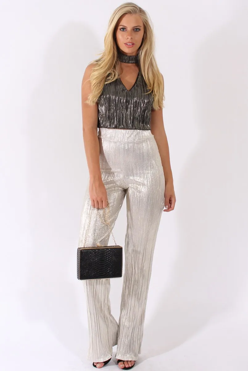 Champagne Super High Waisted Pleated Trousers - Narla