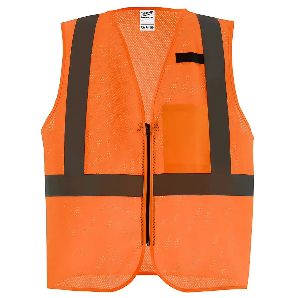 Class 2 High Visibility Orange Mesh One Pocket Safety Vest - 4X/5X