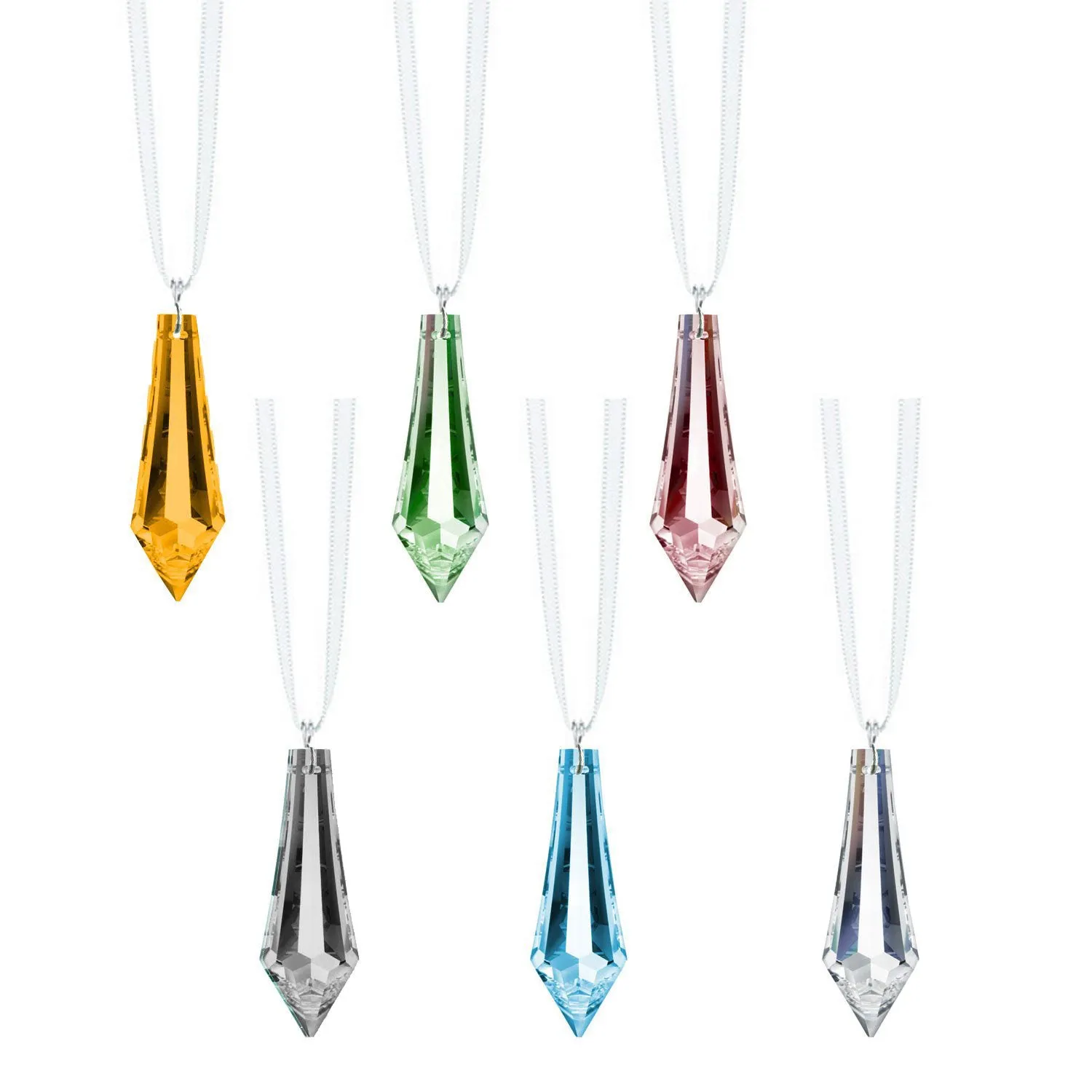 Colorful Swarovski Strass 1.5-Inch Drop Crystal Prism Ornaments (6 Pcs)