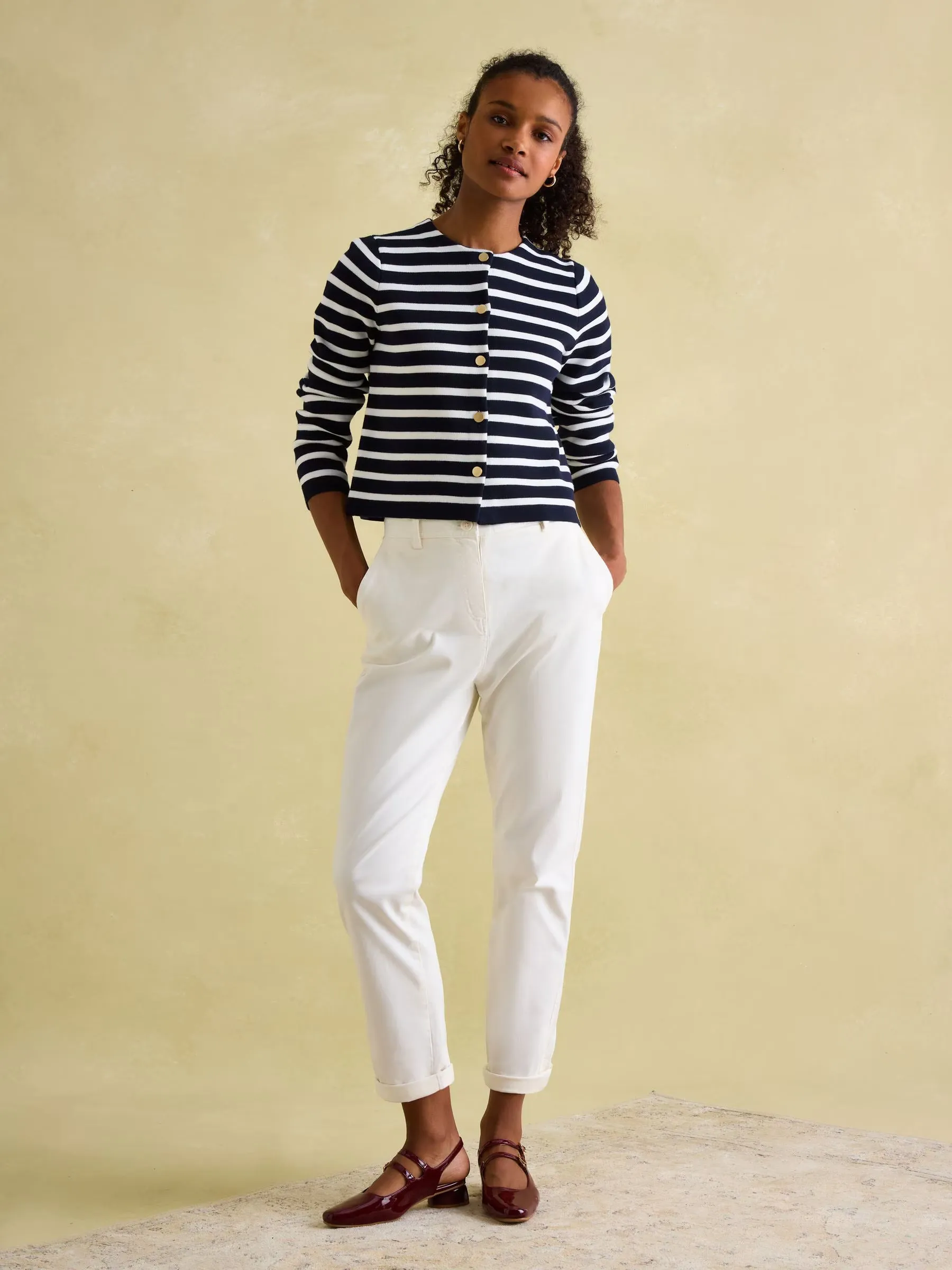 Constance Navy & White Striped Cotton Cardigan