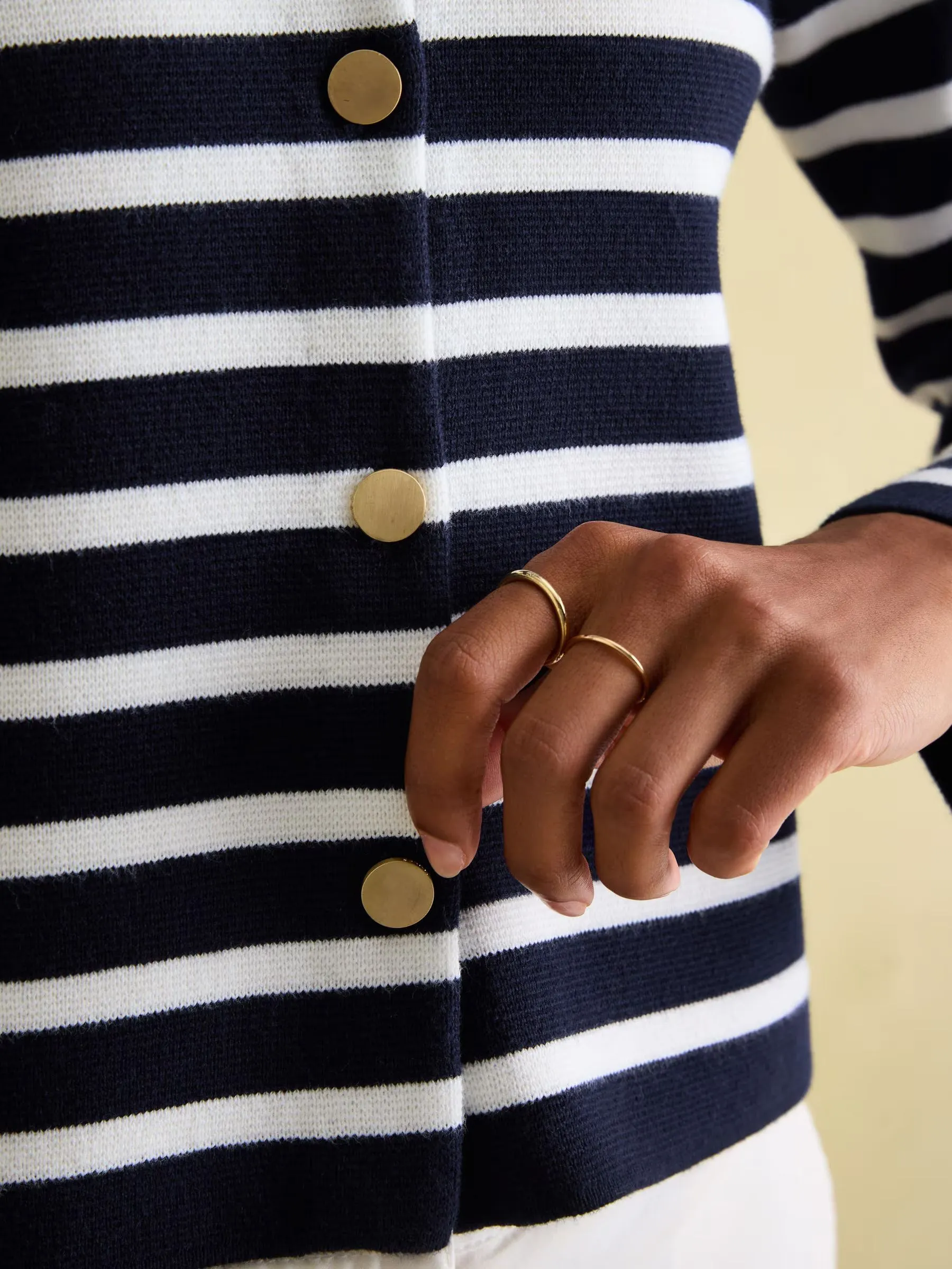 Constance Navy & White Striped Cotton Cardigan