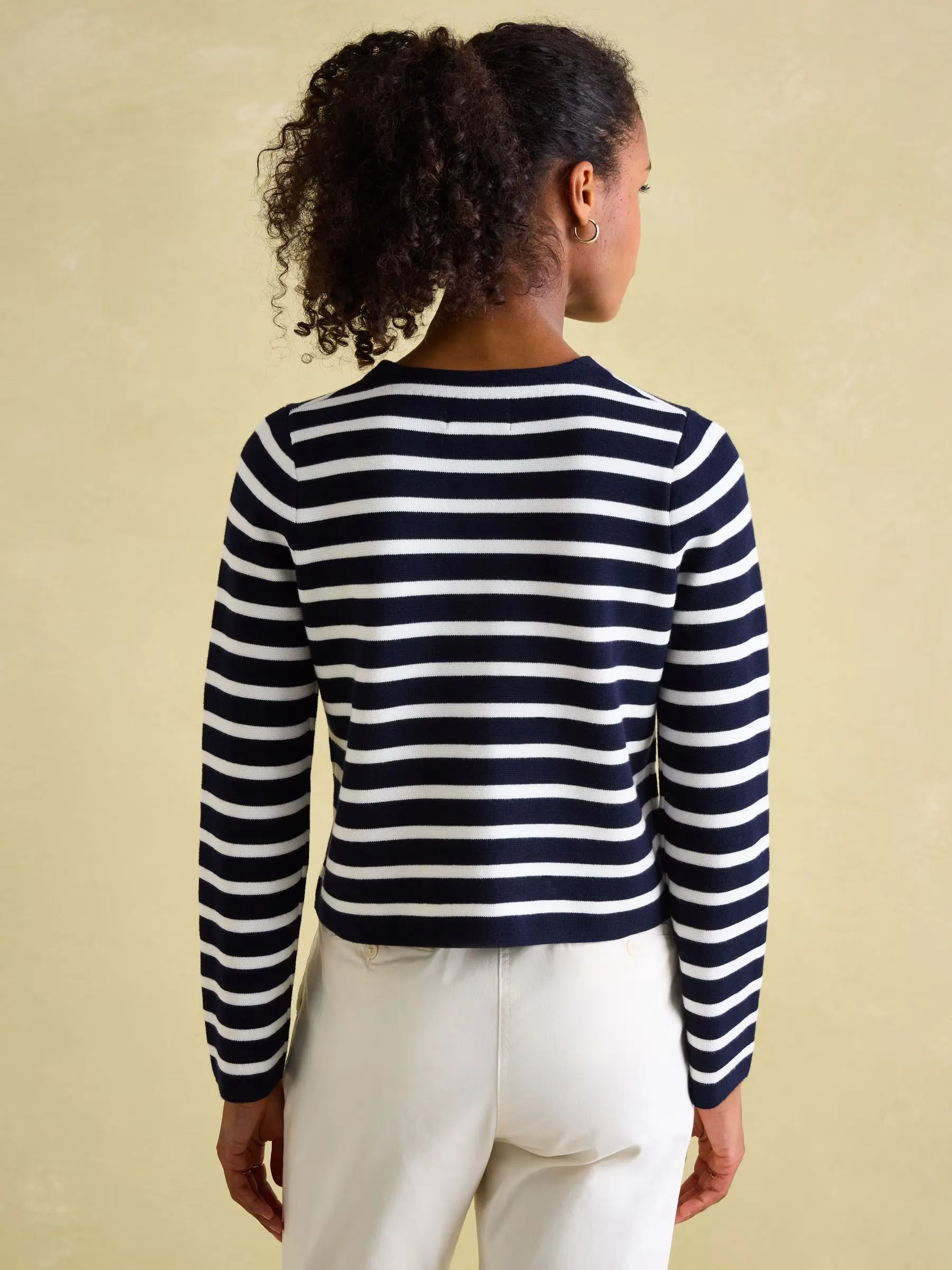 Constance Navy & White Striped Cotton Cardigan