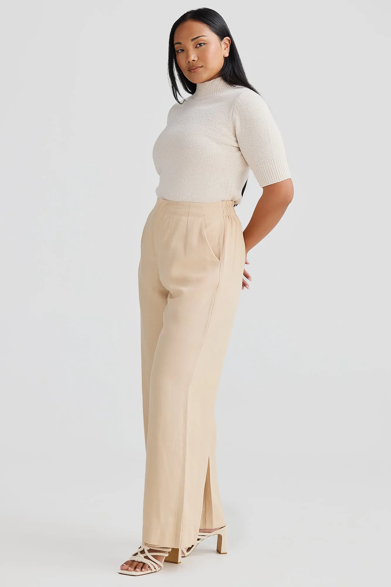 Core Linen Tailored Pants - Macadamia