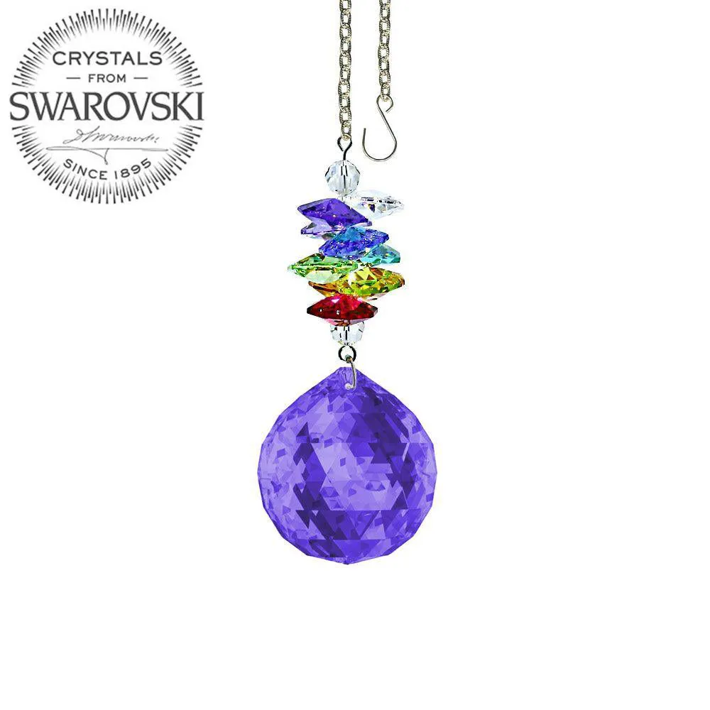 Crystal Ornament Blue Violet Crystal Ball Prism Colorful Swarovski Crystals 3-inch