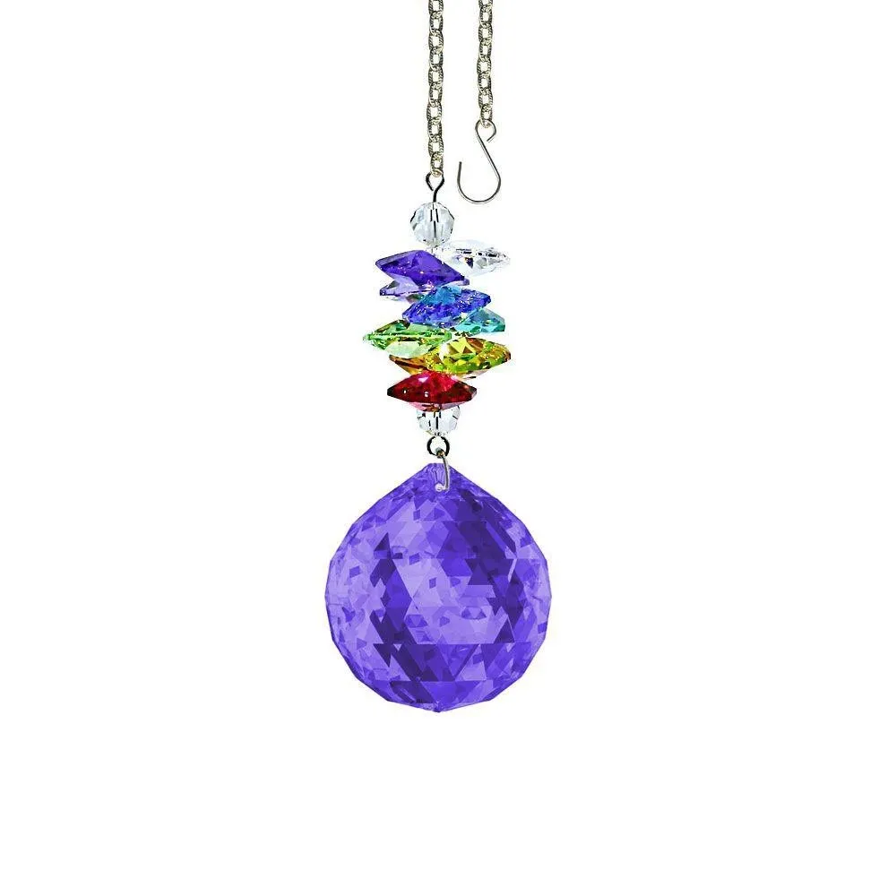 Crystal Ornament Blue Violet Crystal Ball Prism Colorful Swarovski Crystals 3-inch