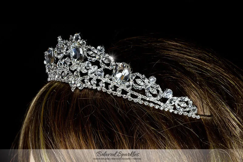 Devora Royal Silver Statement Tiara | Swarovski Crystal