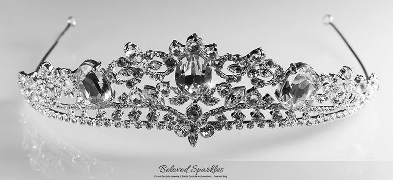 Devora Royal Silver Statement Tiara | Swarovski Crystal