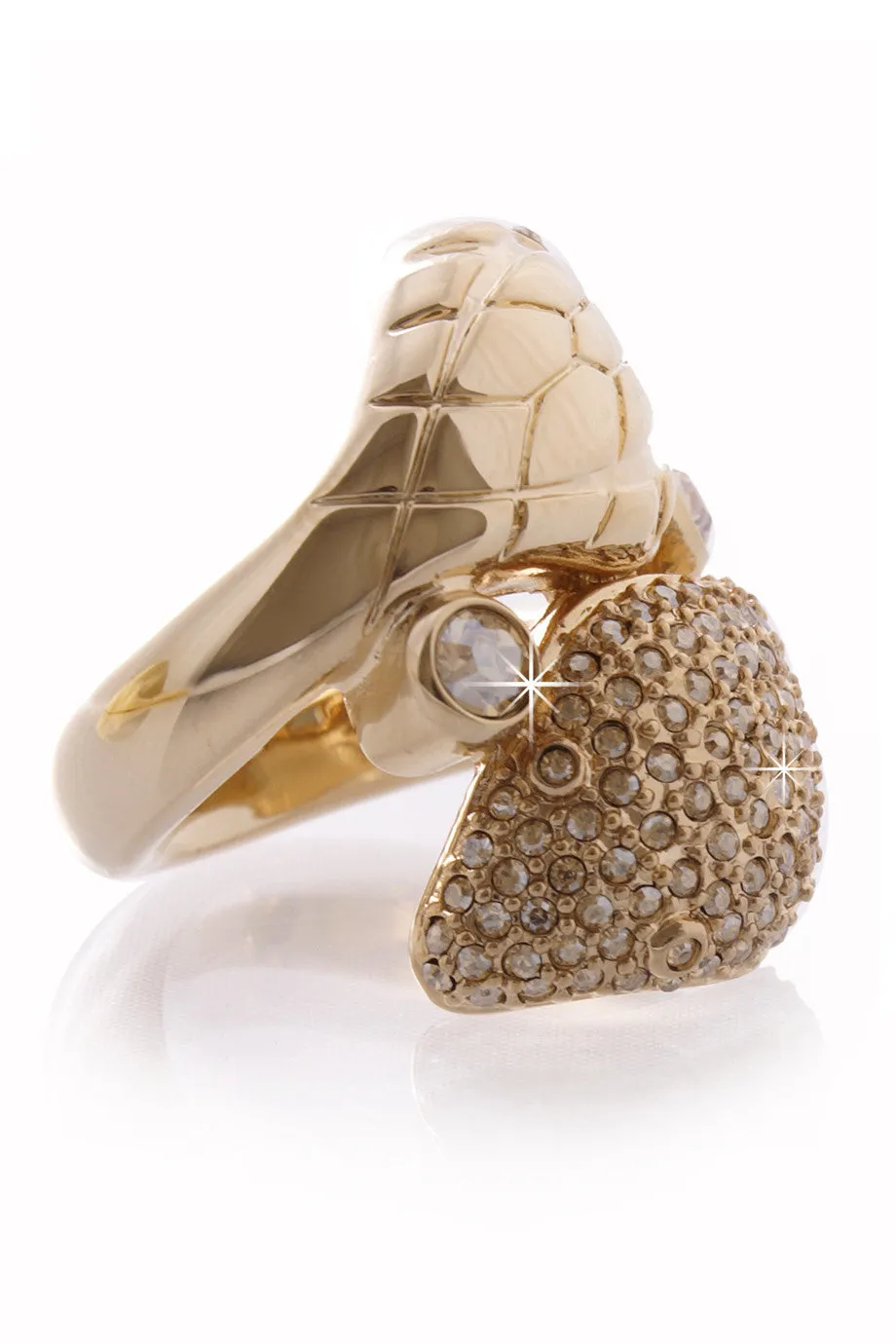 DIOR CRYPT Gold Serpent Crystal Cocktail Ring