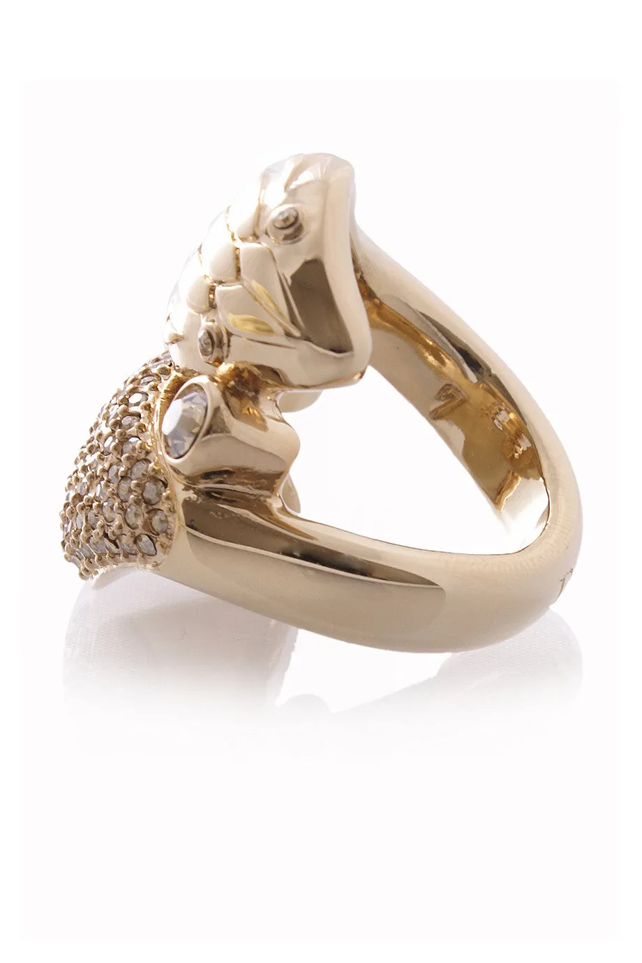 DIOR CRYPT Gold Serpent Crystal Cocktail Ring