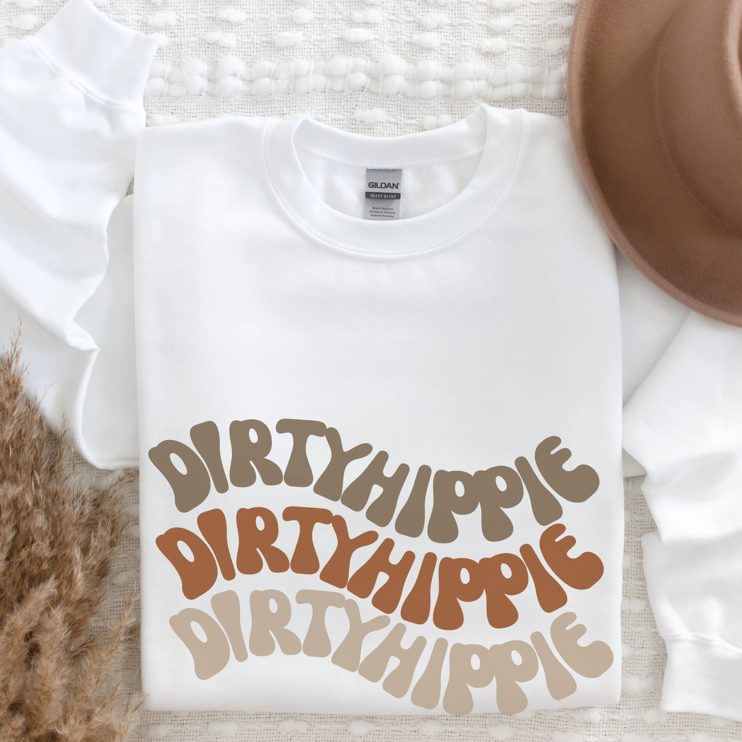 Dirty Hippie Sweatshirt, Unisex Retro Vintage Sweatshirt, Gift for Her Sweatshirt, White Sand Ash Gift