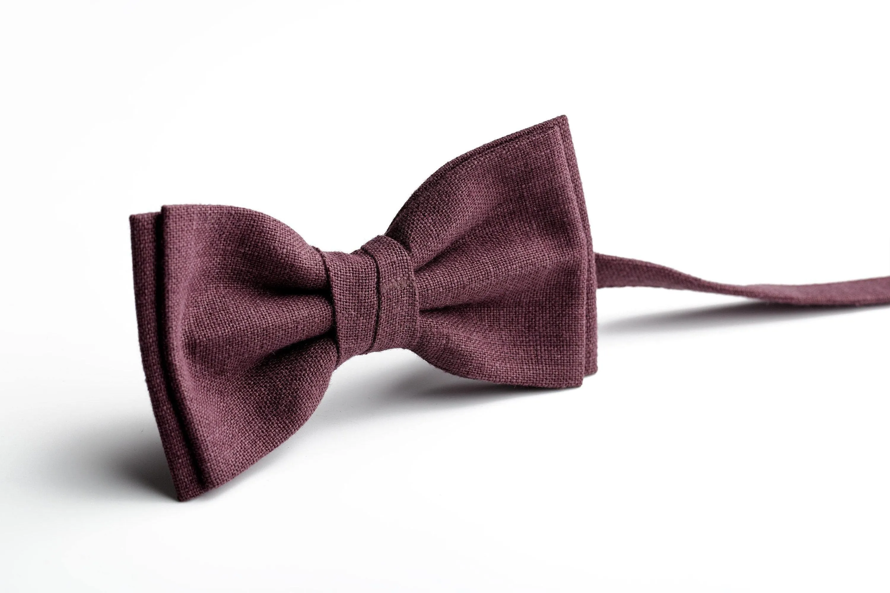 Eggplant Bow Tie for Weddings - Elevate Your Groomsmen's Style with Our Eco-Friendly Linen Bowtie