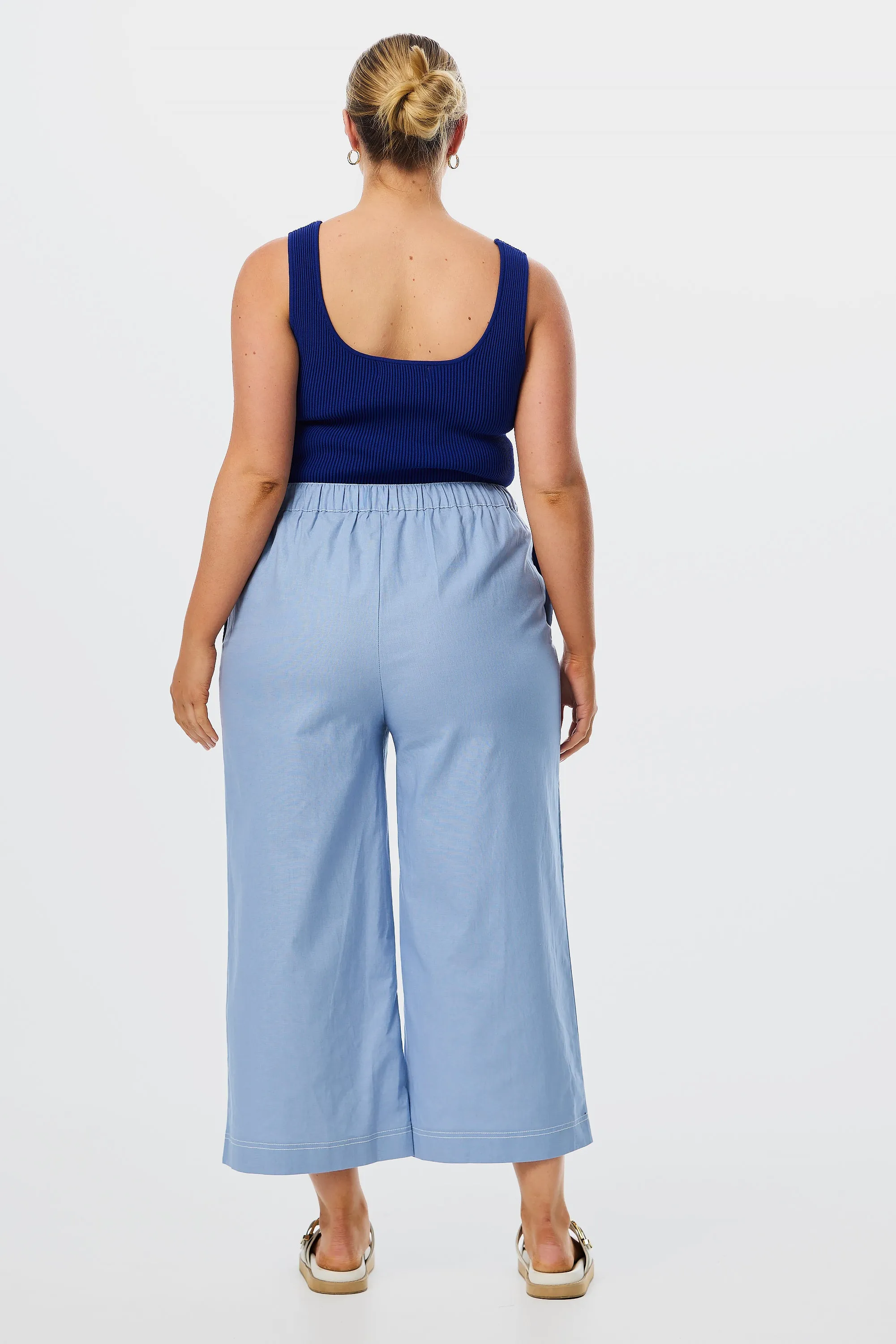 Elastic Straight Leg Pant - Cornflower Blue