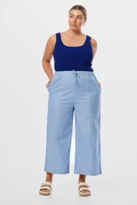 Elastic Straight Leg Pant - Cornflower Blue