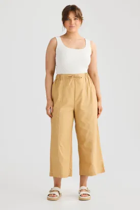 Elastic Straight Leg Pant - Tan