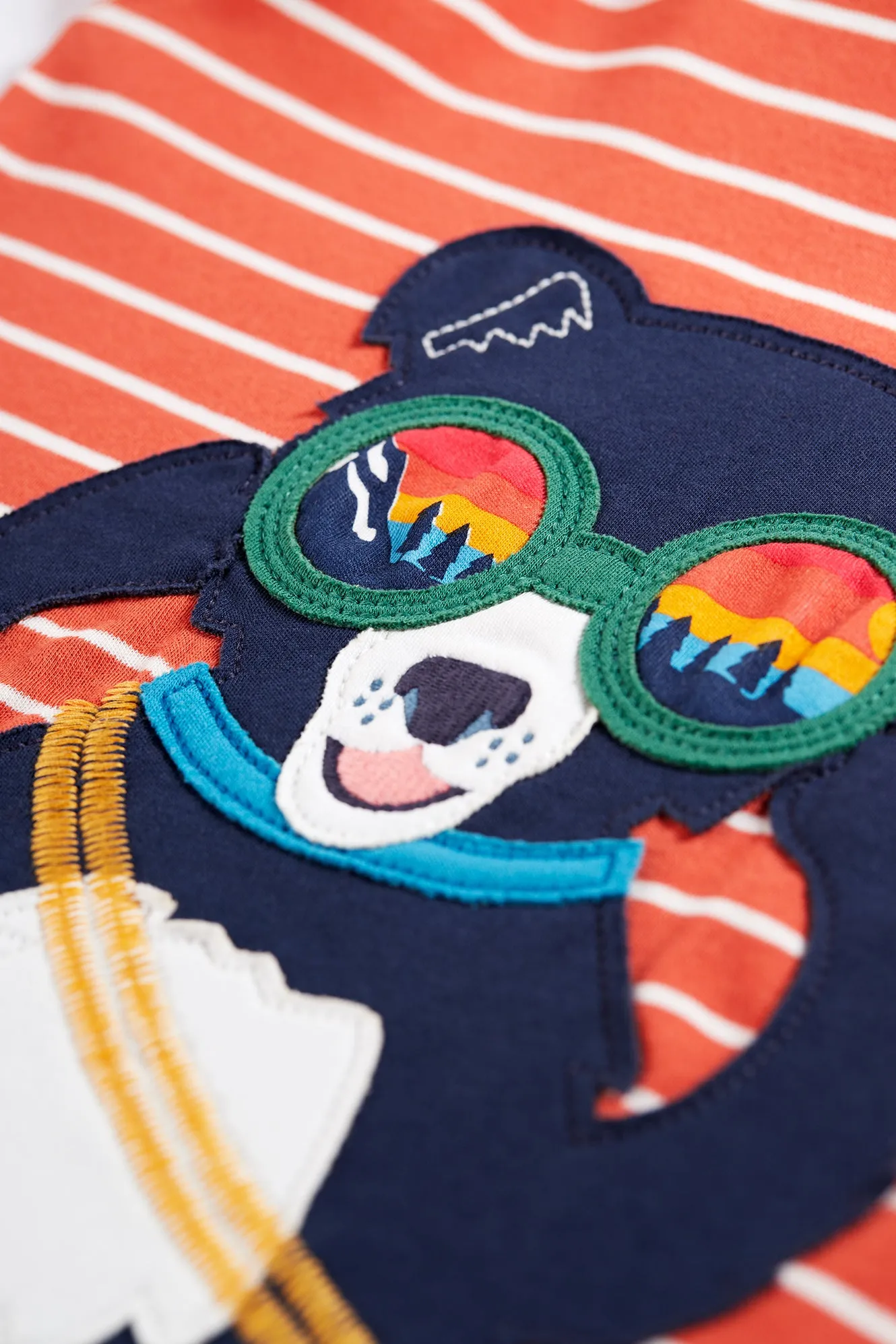 Frugi Discovery Applique Top Paprika Stripe Dog