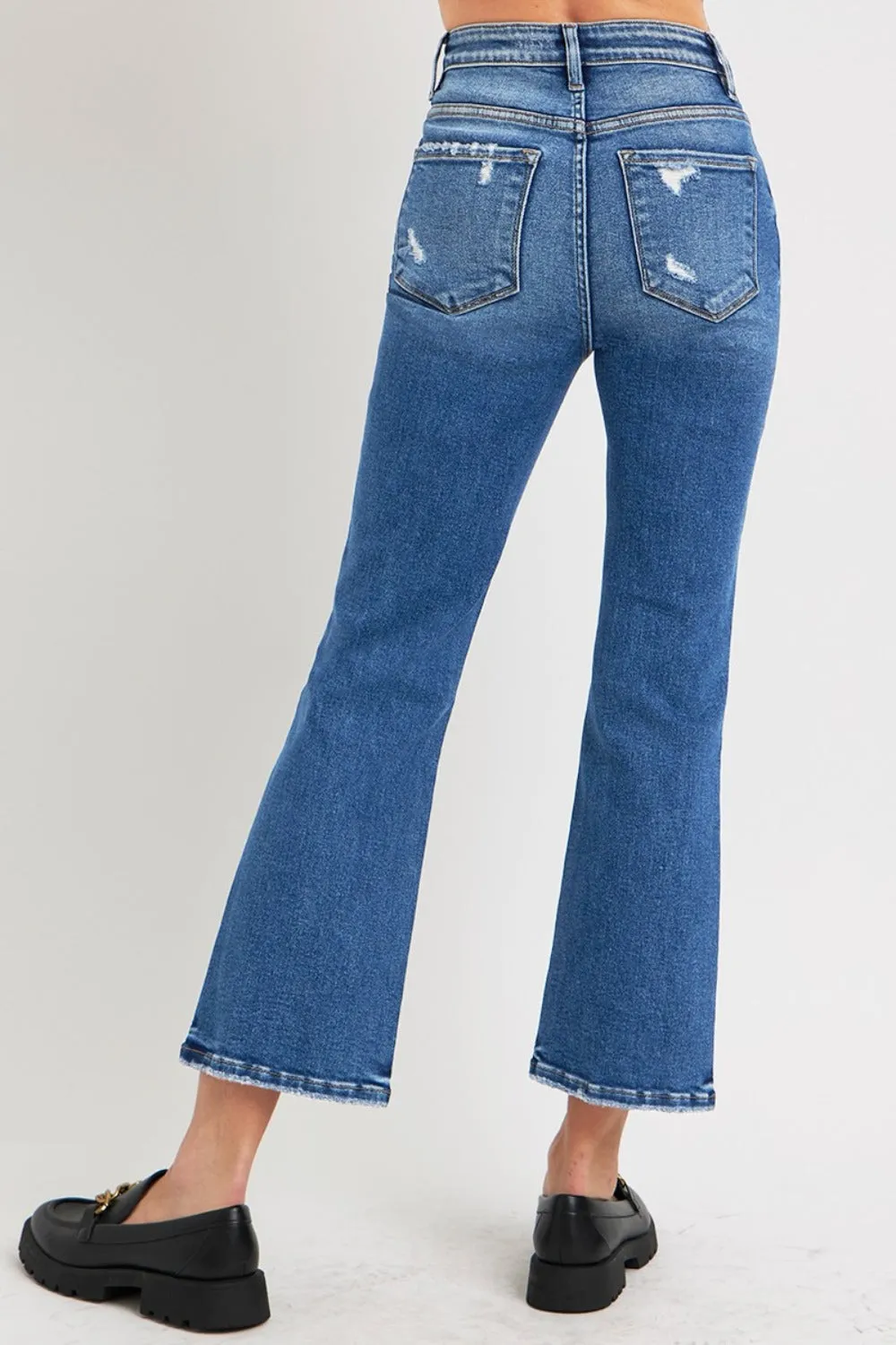 Full Size Tummy Control High Rise Crop Bootcut Jeans