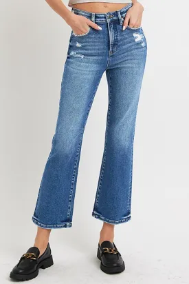 Full Size Tummy Control High Rise Crop Bootcut Jeans