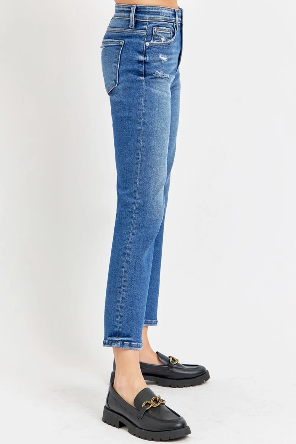 Full Size Tummy Control High Rise Crop Bootcut Jeans