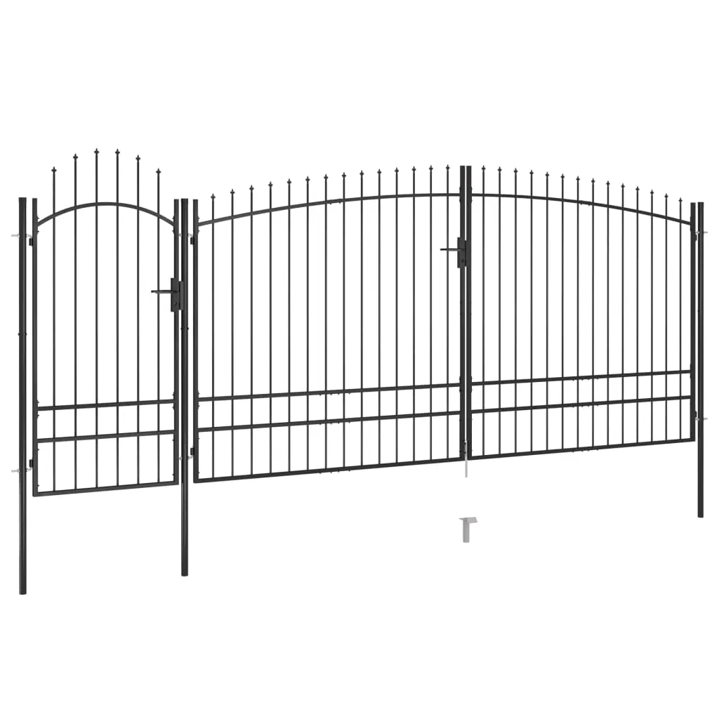 Garden Fence Gate with Spear Top 5x2.45 m Black