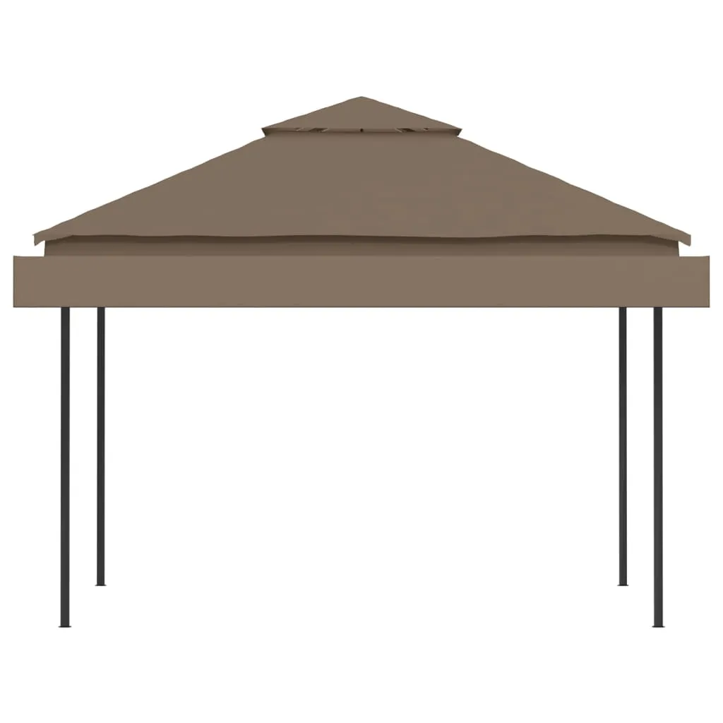 Gazebo with Double Extending Roofs 3x3x2.75 m Taupe 180g/m²