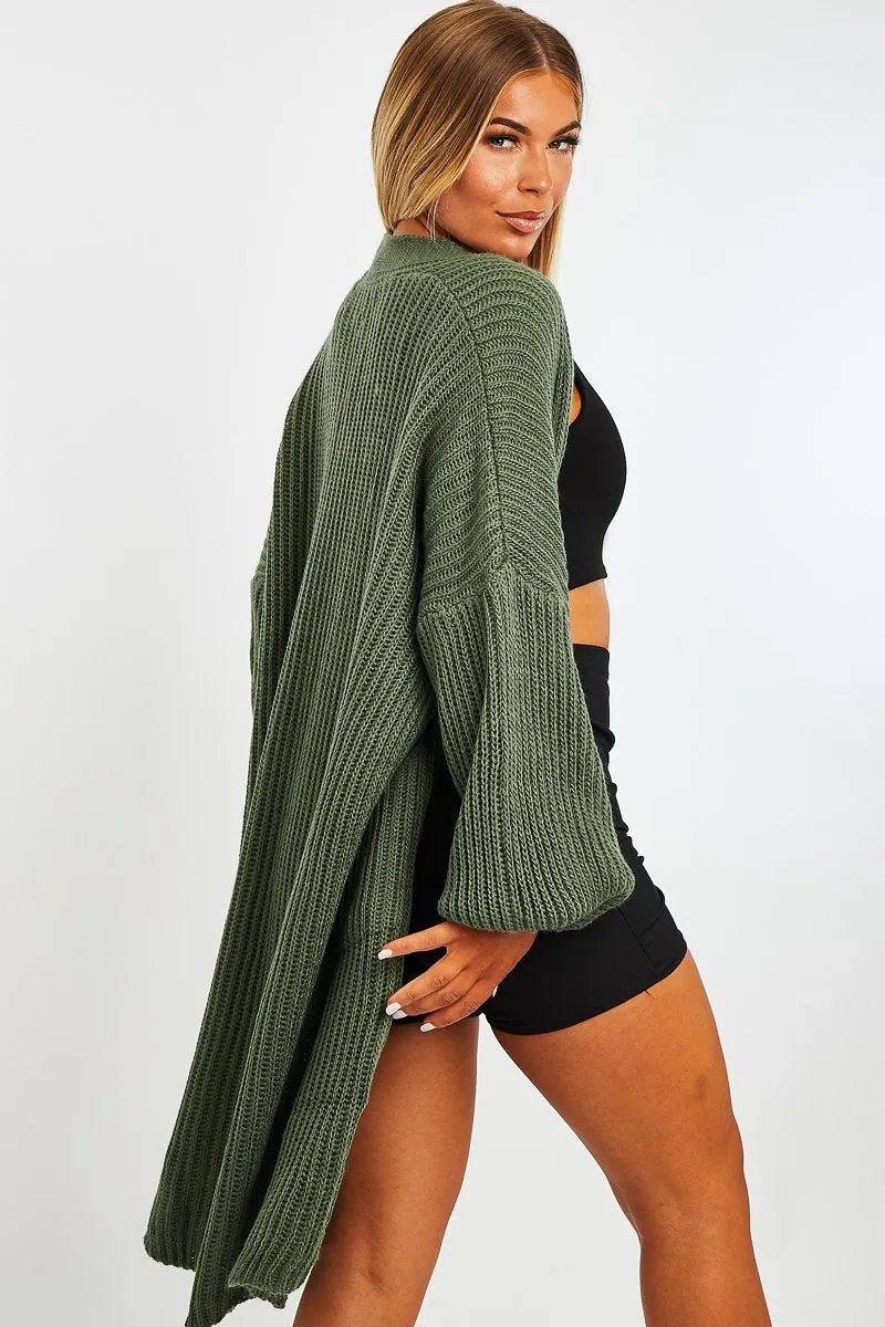 Green Longline Knit Cardigan - Abbie