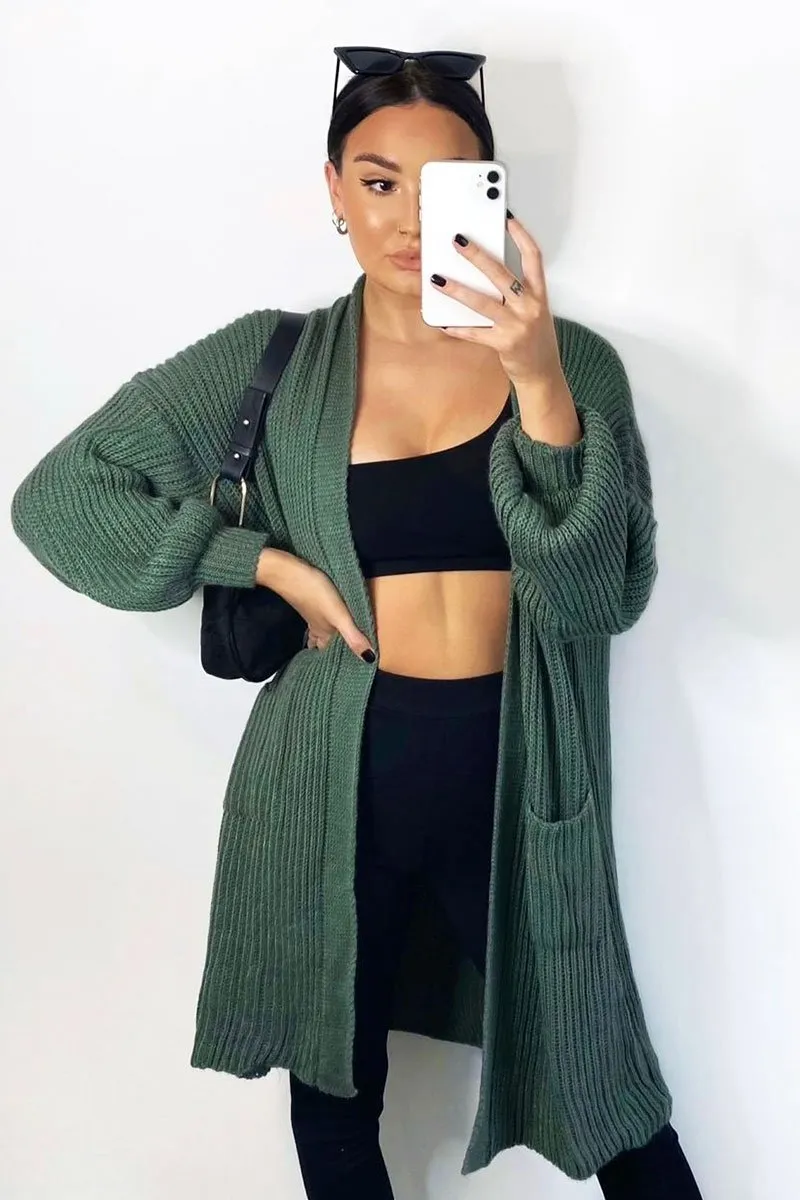 Green Longline Knit Cardigan - Abbie