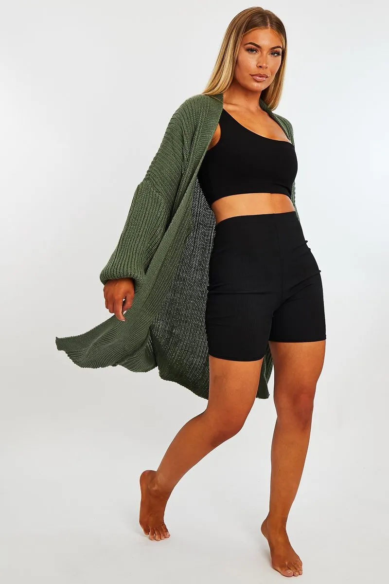 Green Longline Knit Cardigan - Abbie