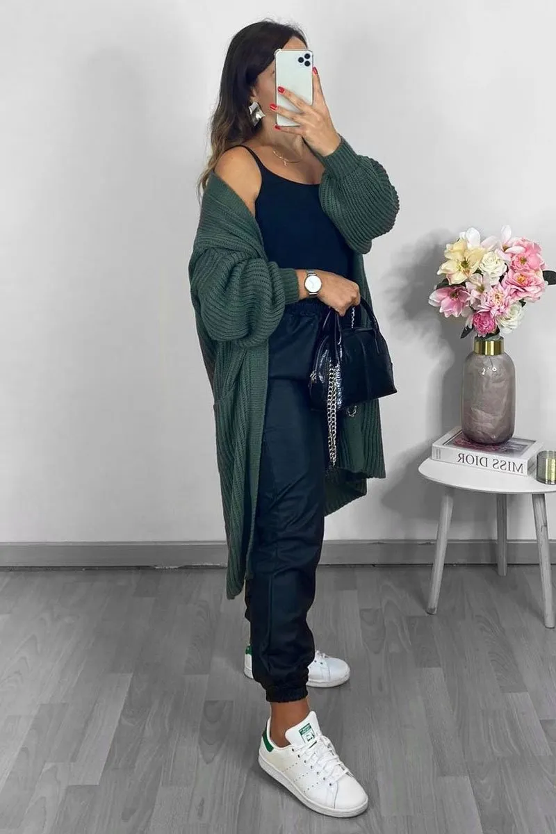 Green Longline Knit Cardigan - Abbie