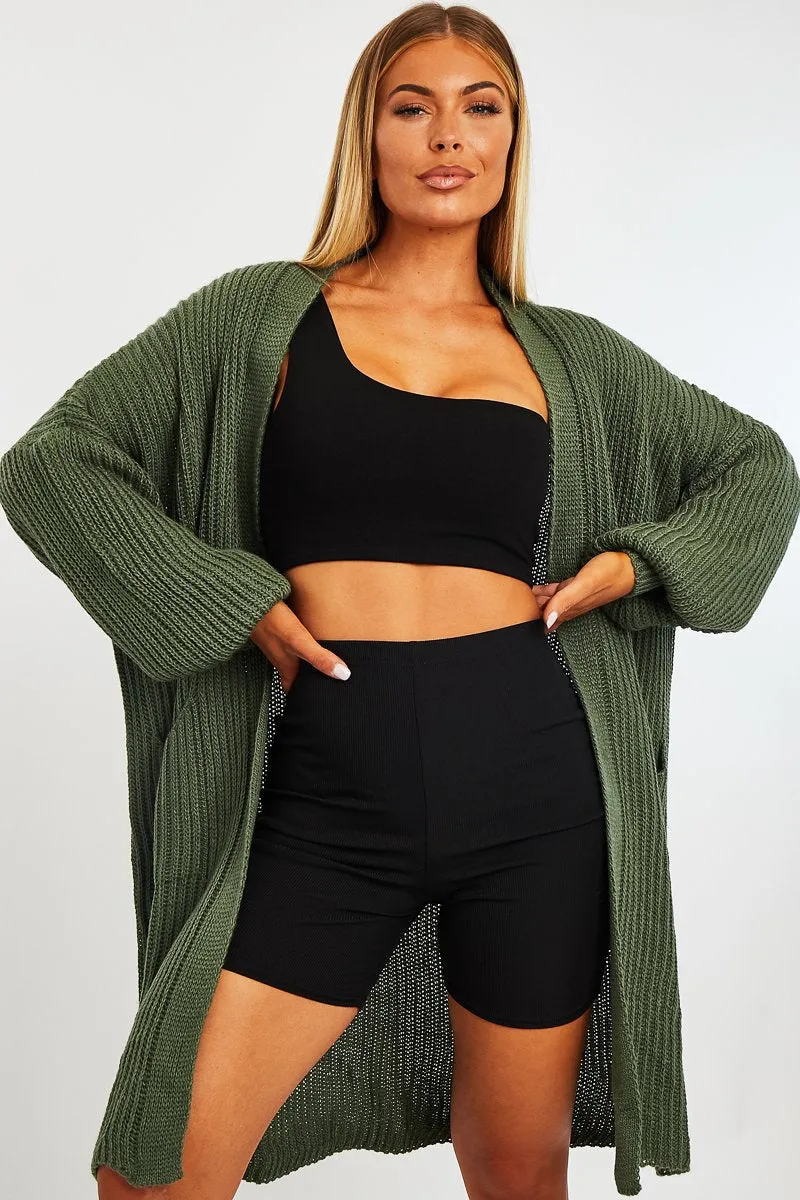 Green Longline Knit Cardigan - Abbie