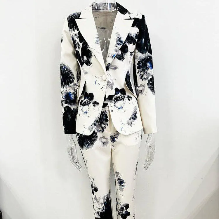 Greta Tie-dye Blazer And High-Waisted Trousers