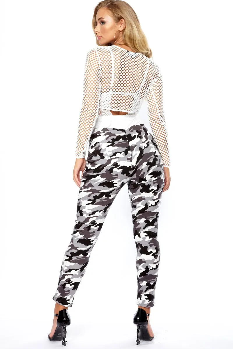 Grey Camo High Waisted Trousers - Jerica