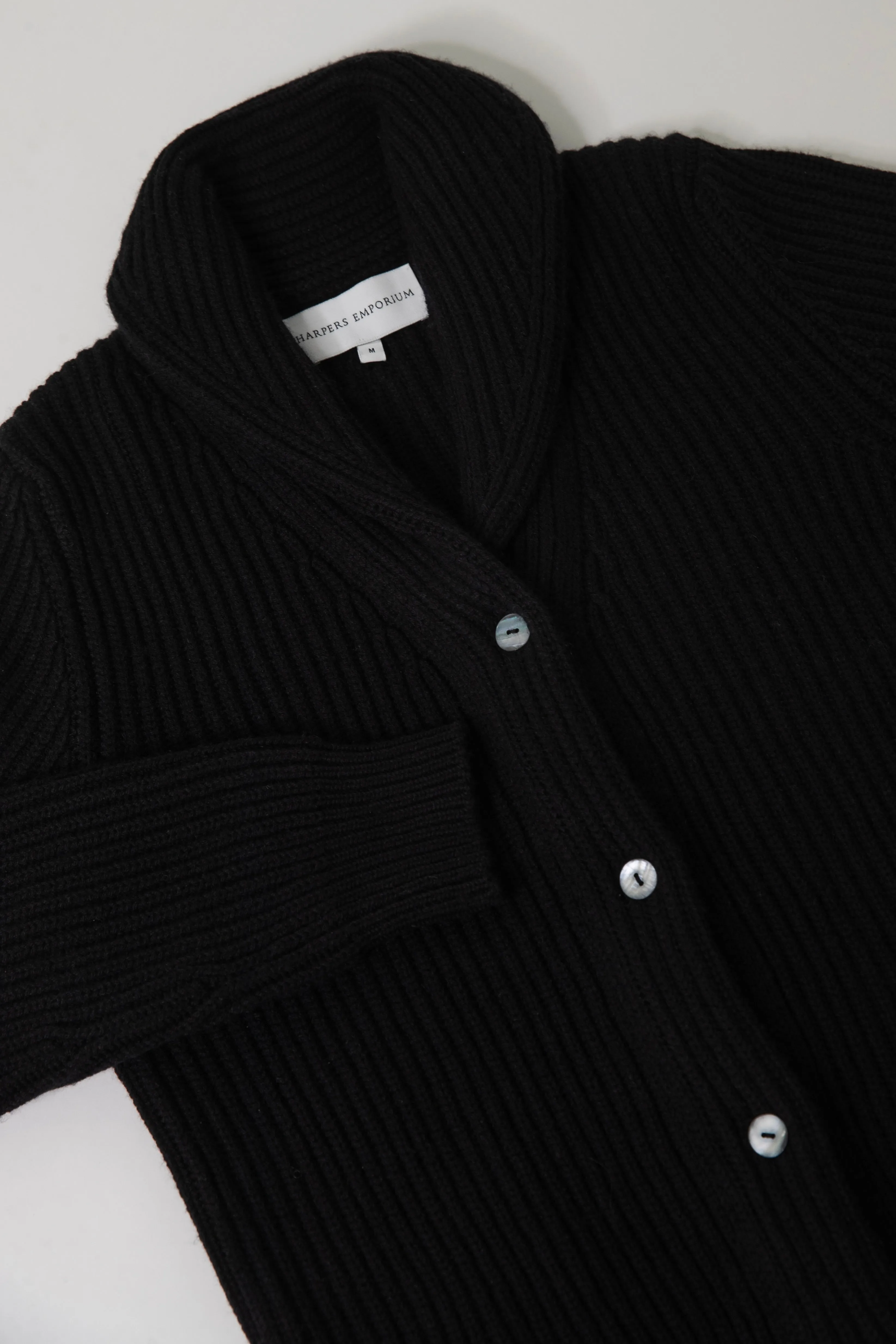 Harpers Emporium Cashmere Shawl Cardigan in Black