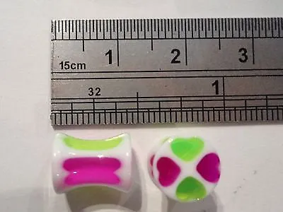 HEARTS Acrylic Double Flare Plugs Ear Rings 2 gauge 2g