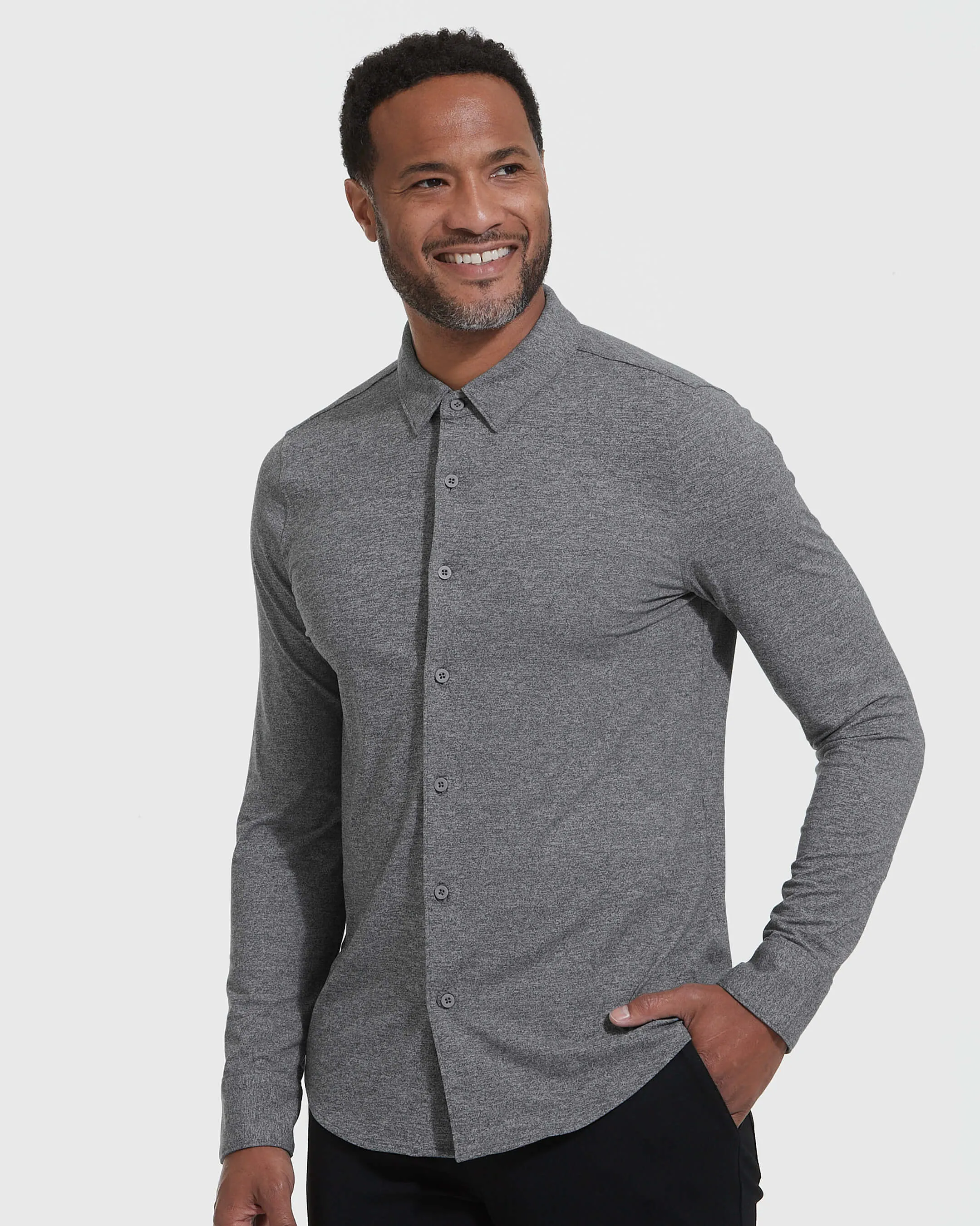 Heather Gray Long Sleeve Versatile Comfort Shirt for All-Day Wear